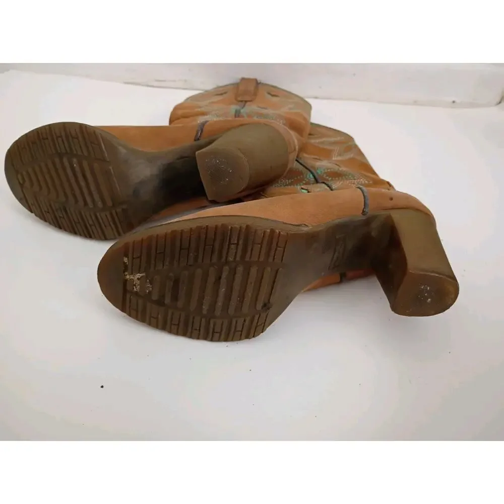 Roper Brand Womens Size 6.5 Brown Suede Cowboy Western Boots